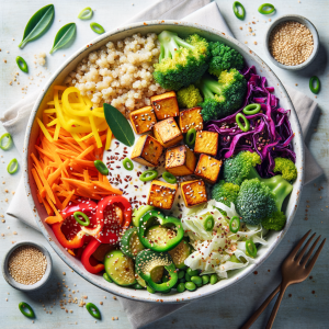 Crispy Sesame Ginger Tofu Buddha Bowl