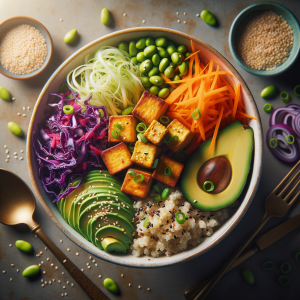 Crispy Sesame Ginger Tofu Buddha Bowl