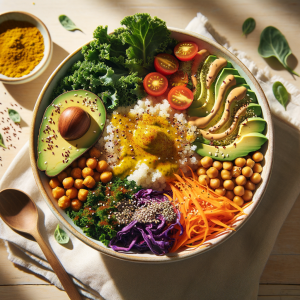Crispy Chickpea Buddha Bowl with Tahini Turmeric Dressing