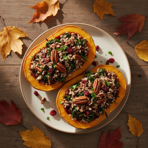 Stuffed Acorn Squash with Wild Rice