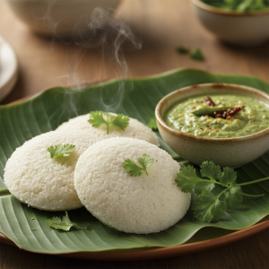 Idli with Coconut Chutney